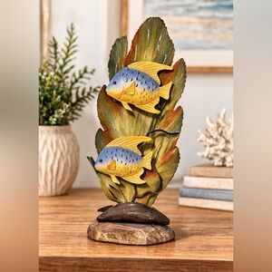 Coastal Fish Tabletop Decor Nautical Beach House Metal Sculpture